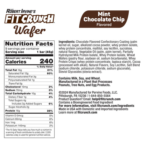 Protein Wafer Bars - Mint Chocolate Chip - 9 Bars