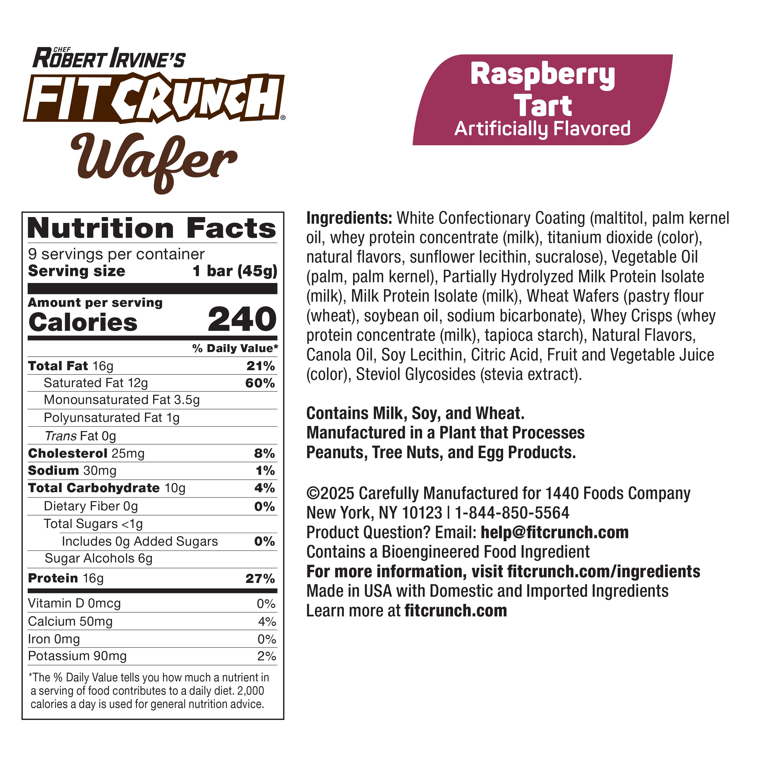 Protein Wafer Bars -Raspberry Tart - 9 Bars