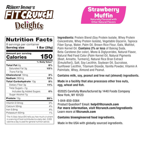 Delights Protein Bars - Strawberry Muffin - 8 Bars