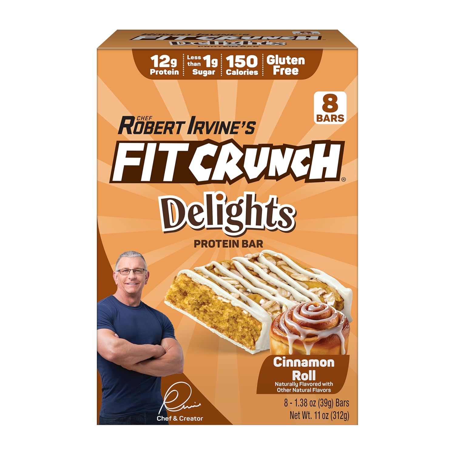 Delights Protein Bars - Cinnamon Roll - 8 Bars